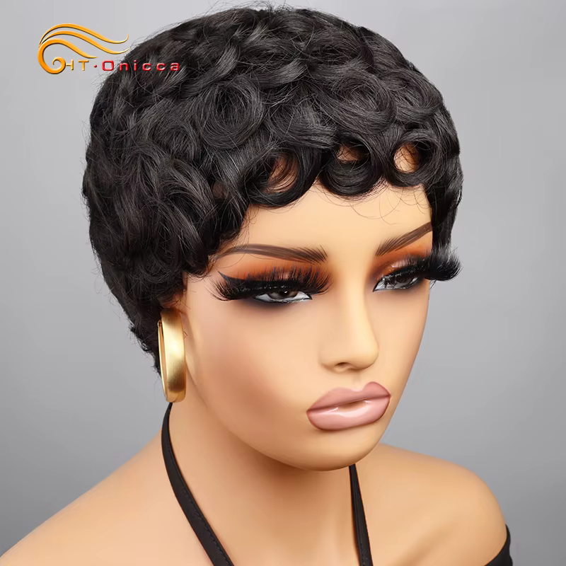 Perruques de cheveux 100% naturels bouclés