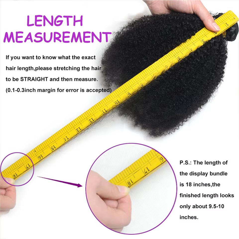 Extensions de cheveux humains brésiliens bouclés afro 12A