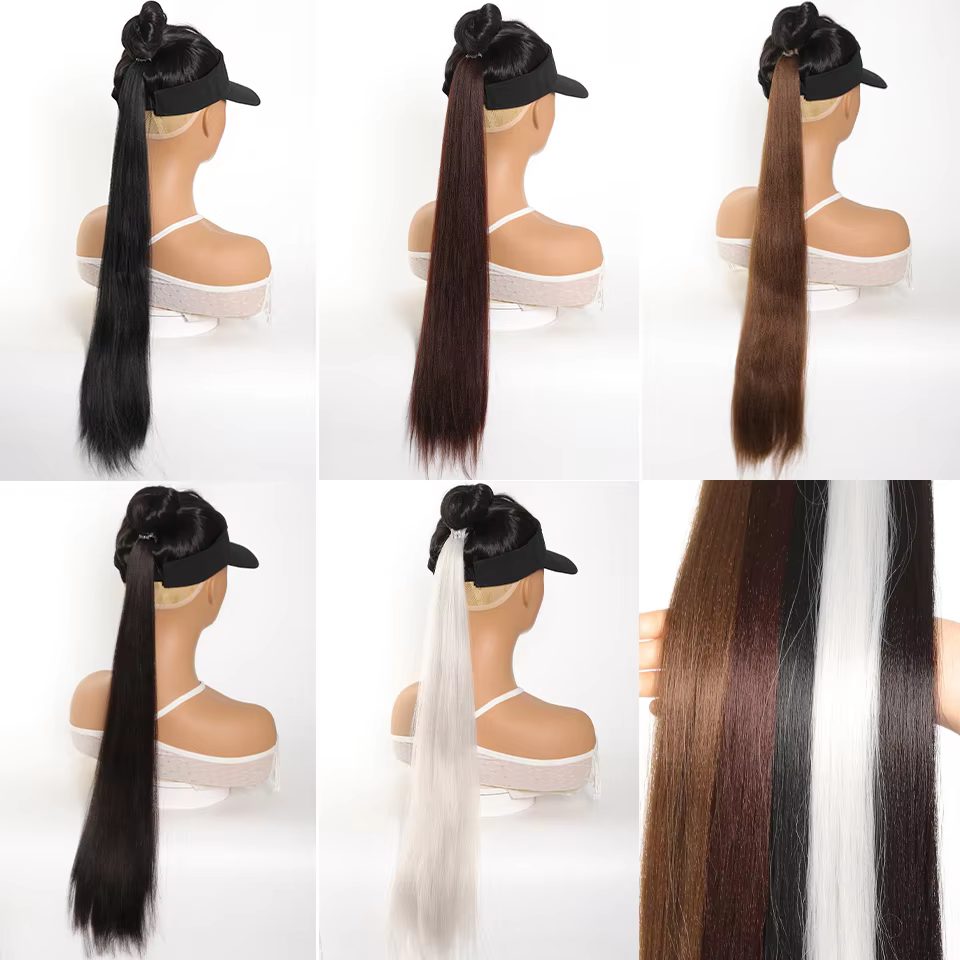 Queue de cheval droite synthétique de 28 pouces avec Extensions de cheveux élastiques à la mode pour un usage quotidien