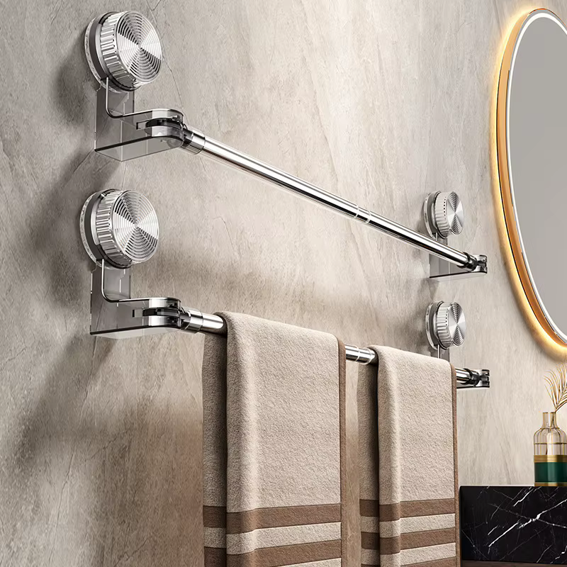 Porte-serviettes rétractable à ventouse, étagère d'angle rotative à ventouse pour serviettes et chaussures, support de rangement mural sans perçage pour salle de bain