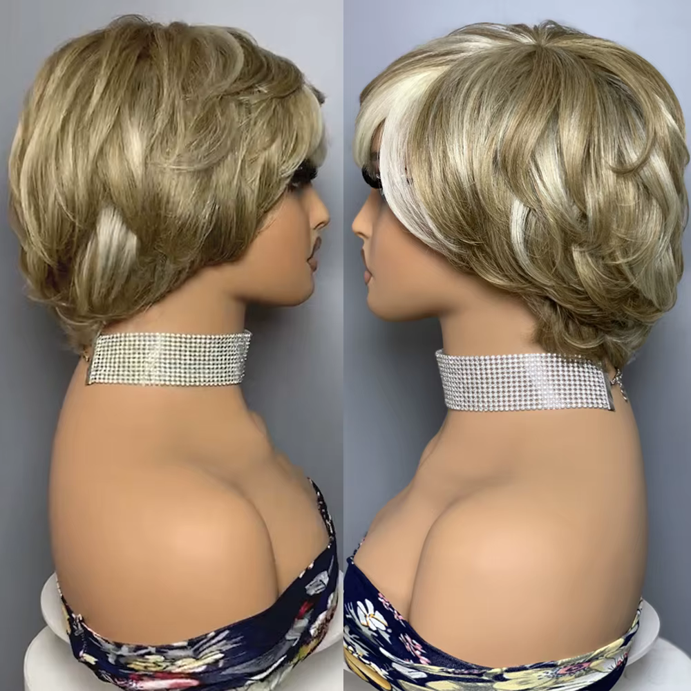 Perruque en cheveux humains ondulés sans lacet F8/60 #