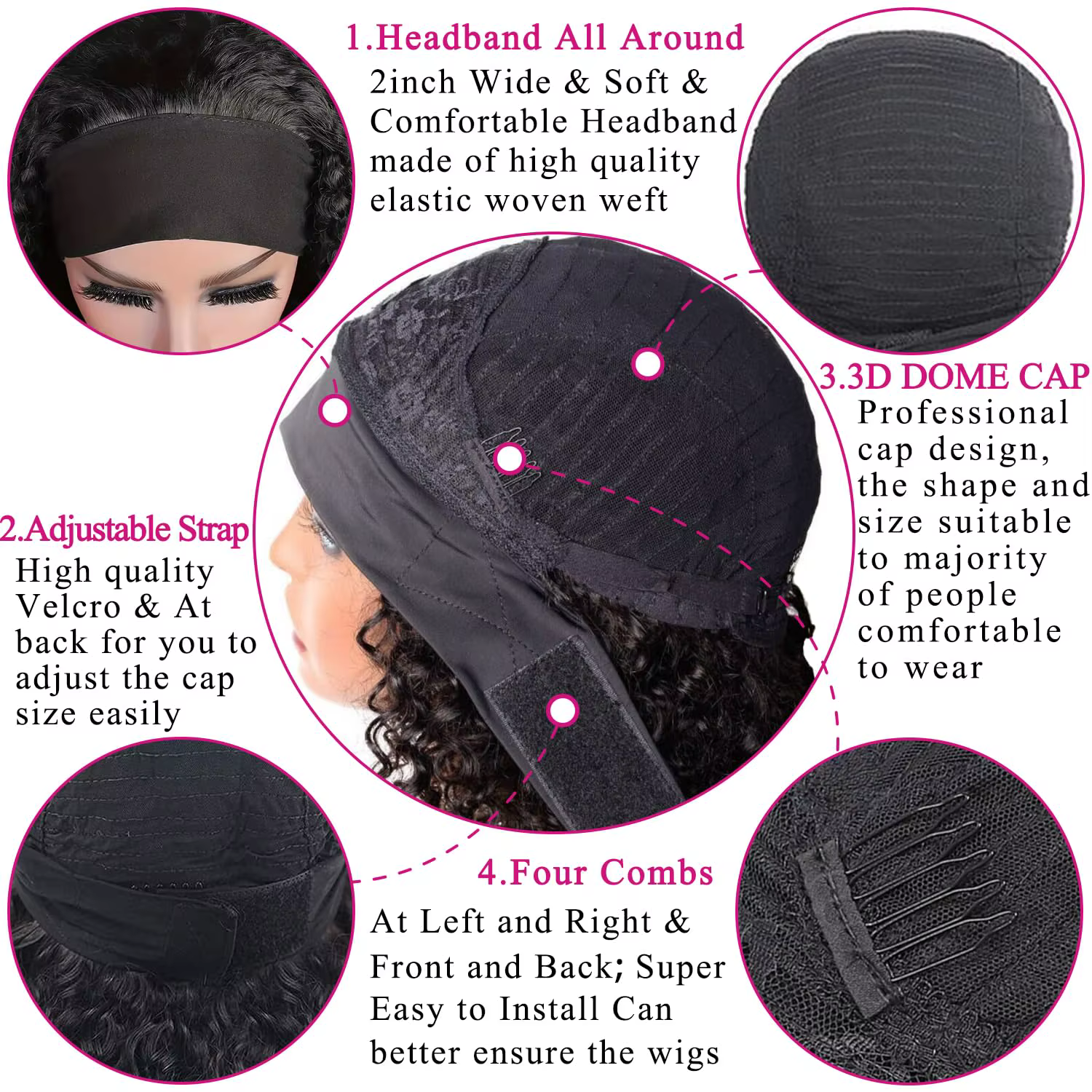 Perruques bandeau en cheveux humains