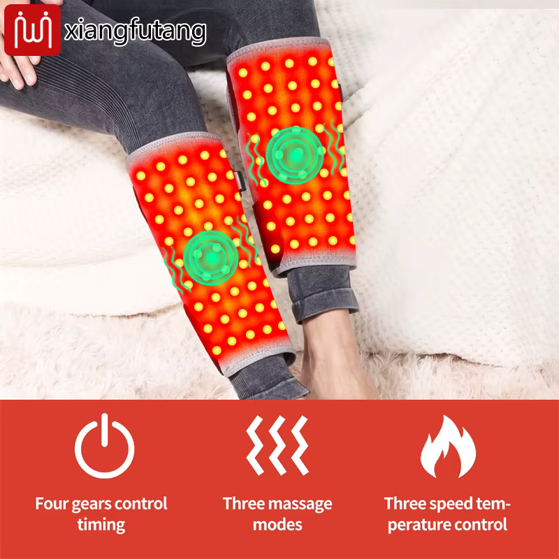 90 perles de lumière rouge, coussin chauffant pour mollets, masseur pour mollets, coussin à compresse chaude, 3 modes de réglage, idéal pour la relaxation des muscles du mollet et le confort des artic