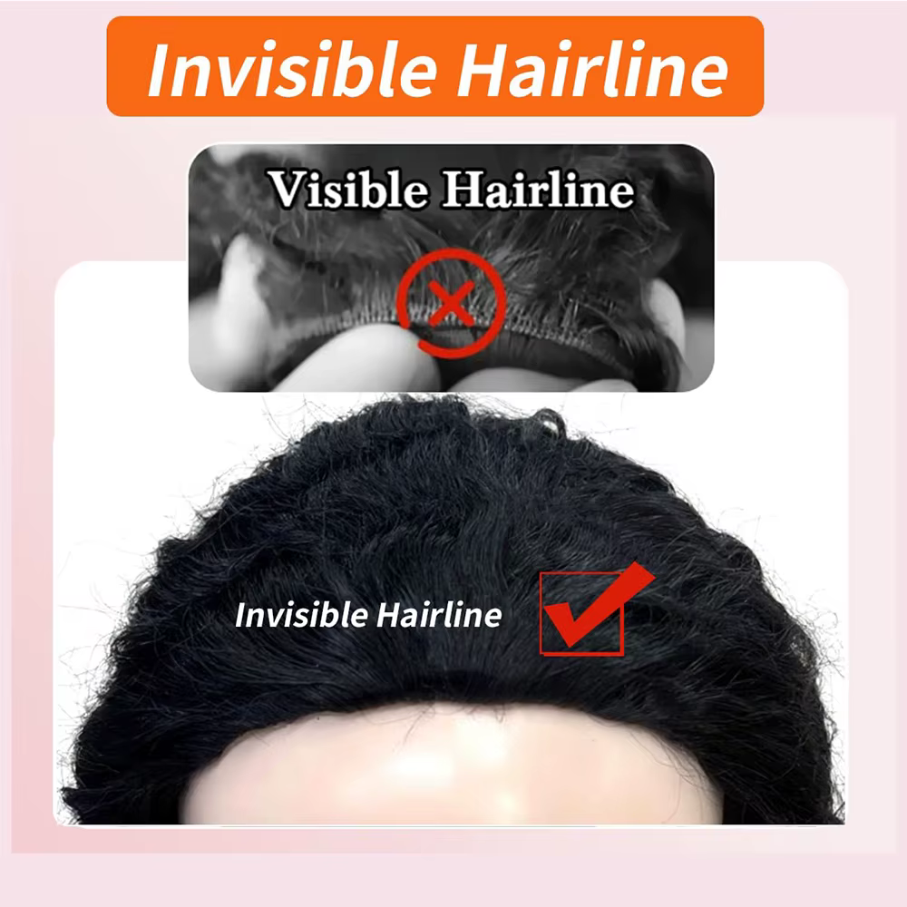 Perruque mi-tête bouclée 3-en-1 en cheveux humains