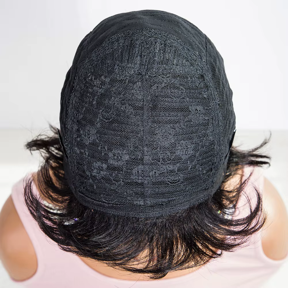 Perruque de cheveux humains coupe Pixie pour femmes blanches