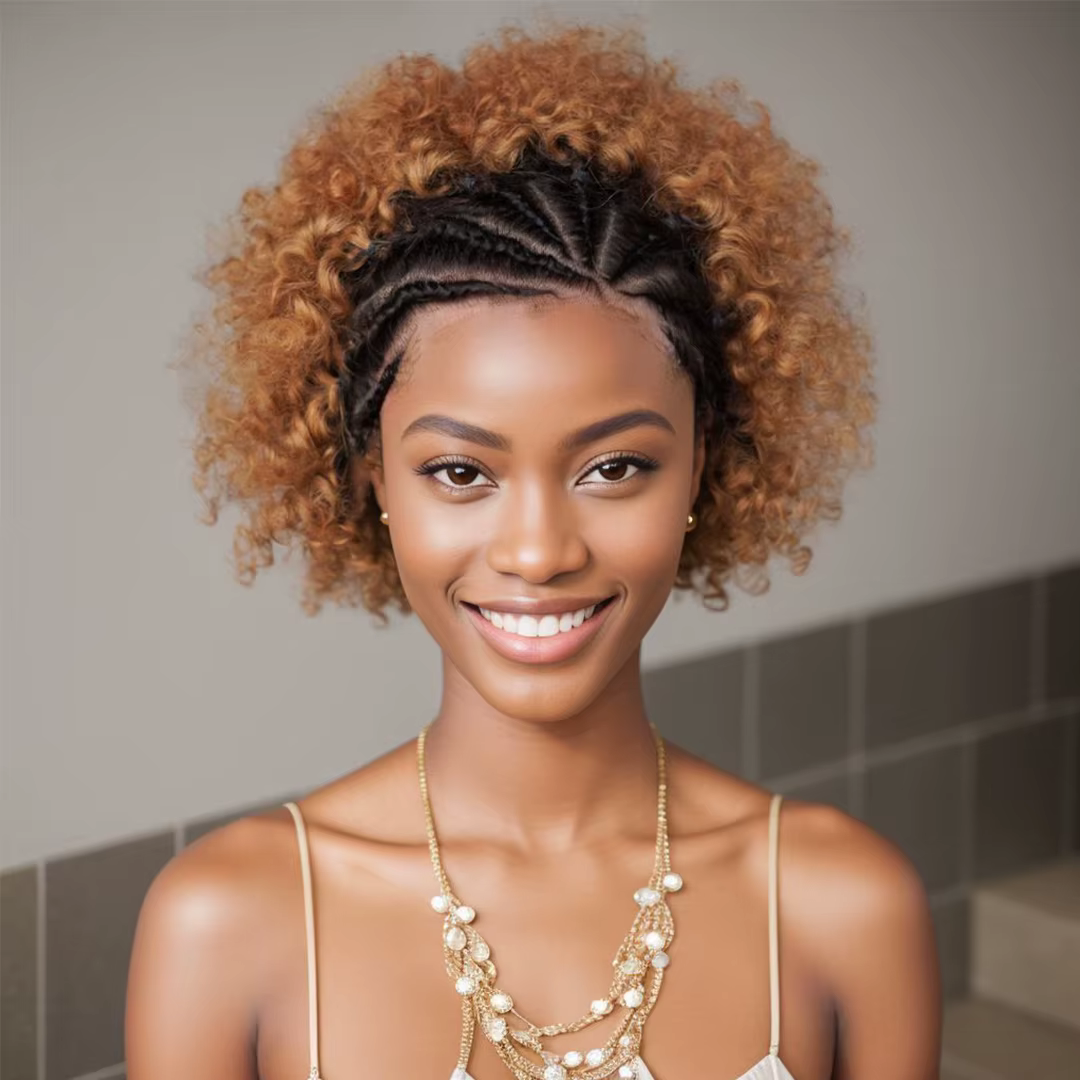 Perruques afro bouclées avec tresses pour femmes
