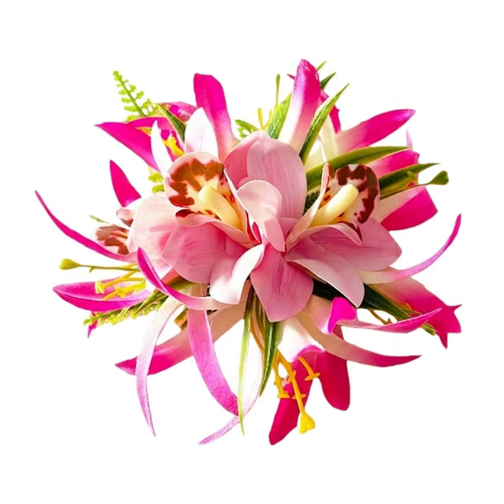 Pince à cheveux romantique en orchidée artificielle, grande pince latérale en forme de fleur simulée, accessoires de coiffure pour mariage, vacances à la plage hawaïenne