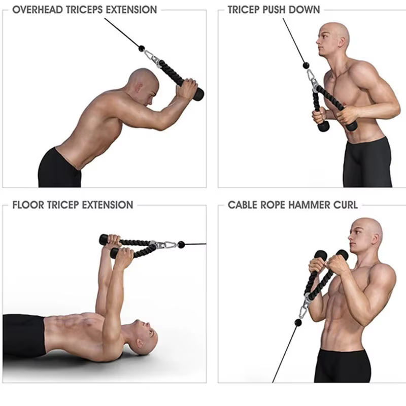 Triceps abaissement corde visage tirer poignées pousser tirer vers le bas cordon pour Biceps dos épaule Triceps Fitness Tension corde accessoire de gymnastique