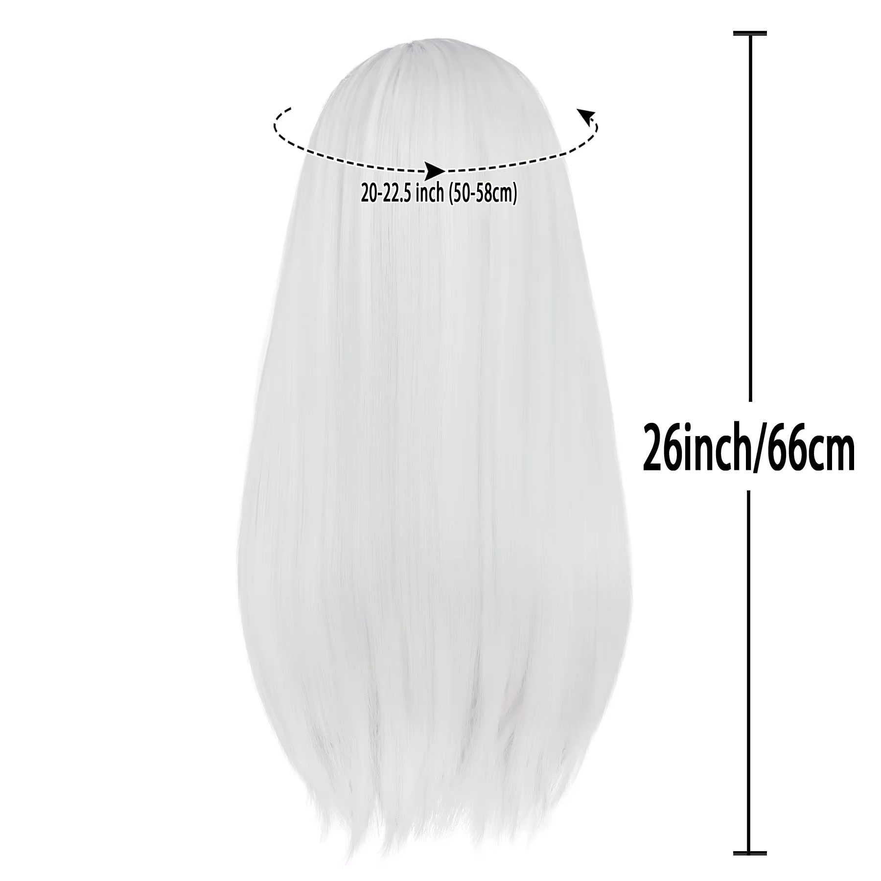 Perruque synthétique longue et lisse blanche pour femmes