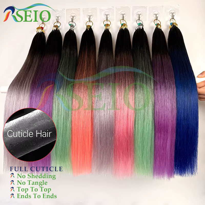 RESIO Extensions de cheveux en plumes lisses 100%