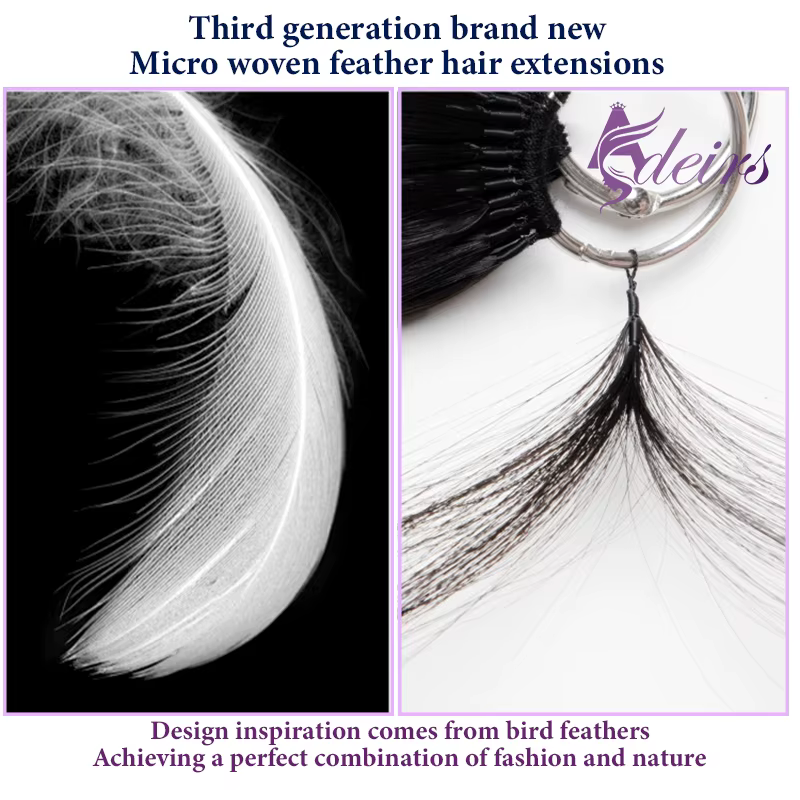 ADEIRS nouvelles extensions de cheveux en plumes 100%