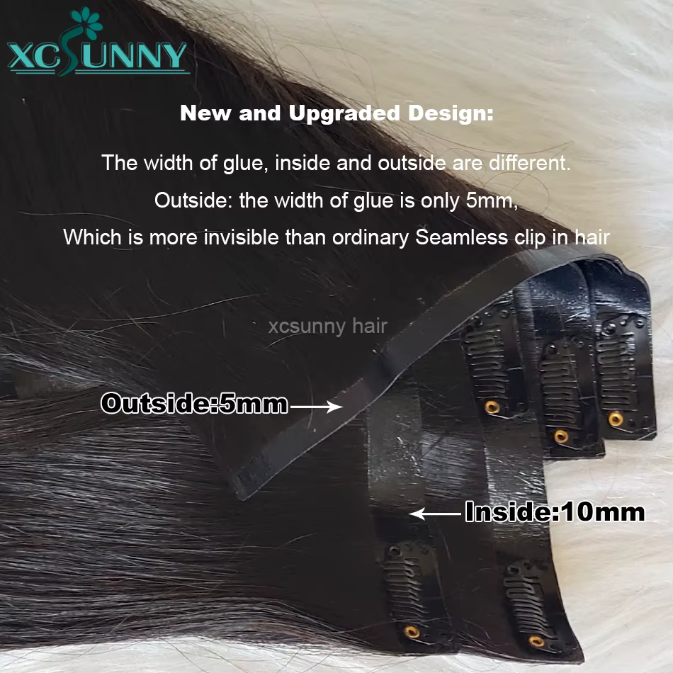 Yaki droite sans couture pince dans les Extensions de cheveux humains
