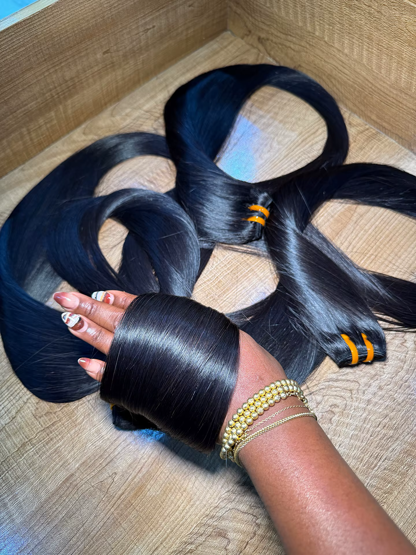 Extensions de cheveux humains lisses et épaisses de 26