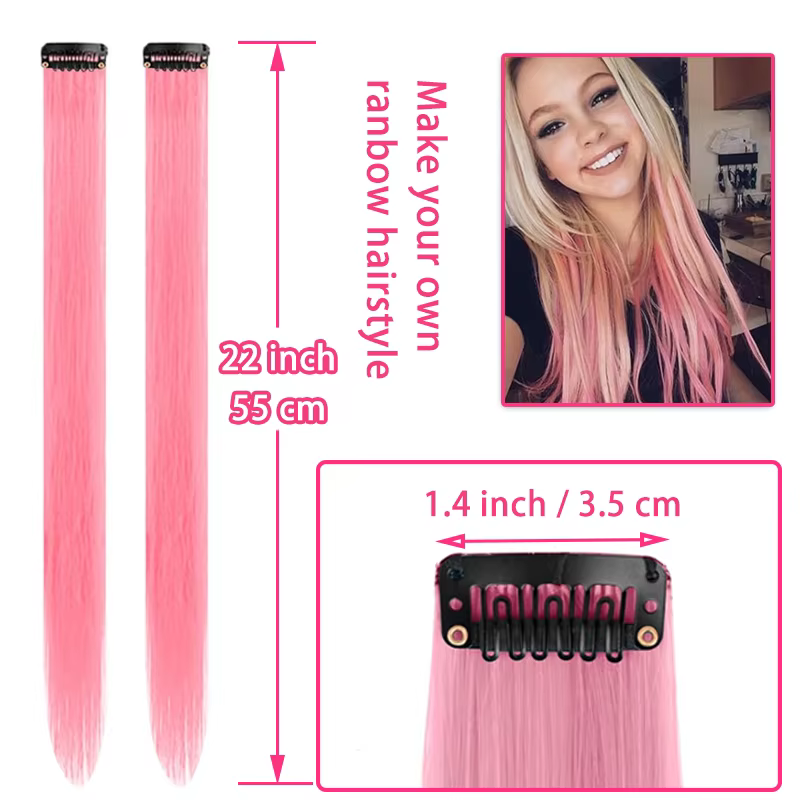 Extensions de cheveux synthétiques roses