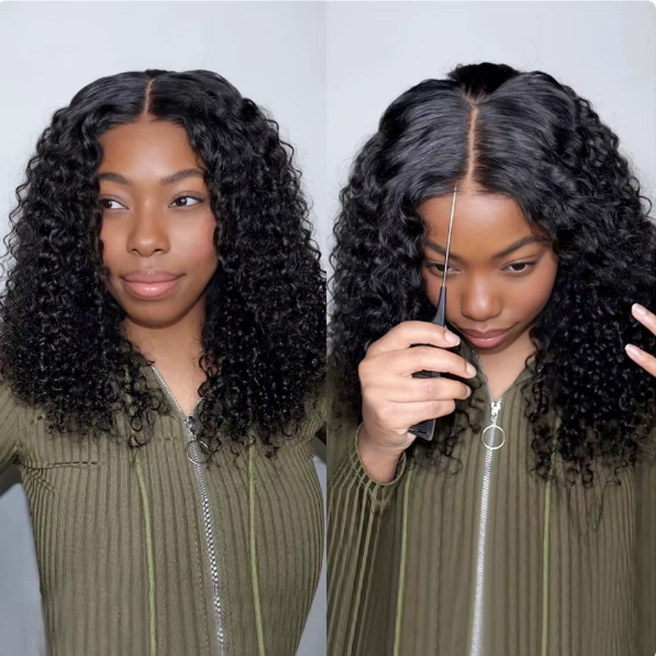 Perruque Bob Bouclée 13x6 avec Dentelle Frontale Pré-Pluckée Densité 250 Brésilienne Sans Colle HD Kinky Curly Bob Lace Closure Wigs Effet Mouillé et Ondulé