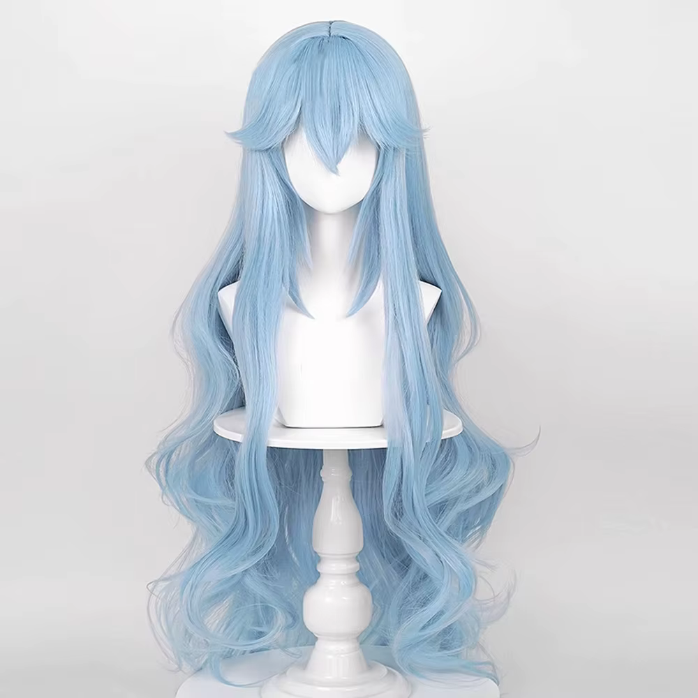 Perruque synthétique longue ondulée bleue pour femmes