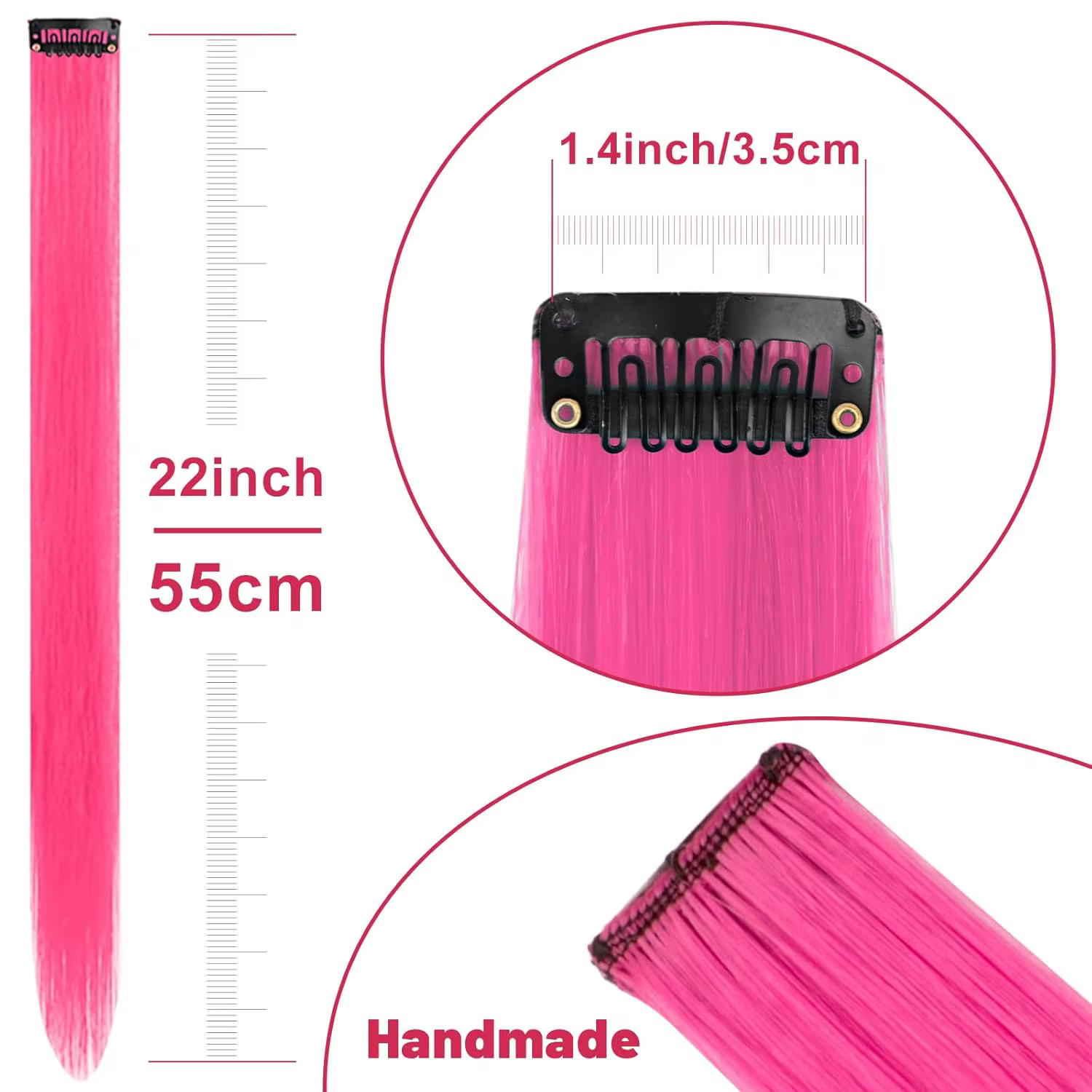 Extensions de cheveux synthétiques colorées à clips