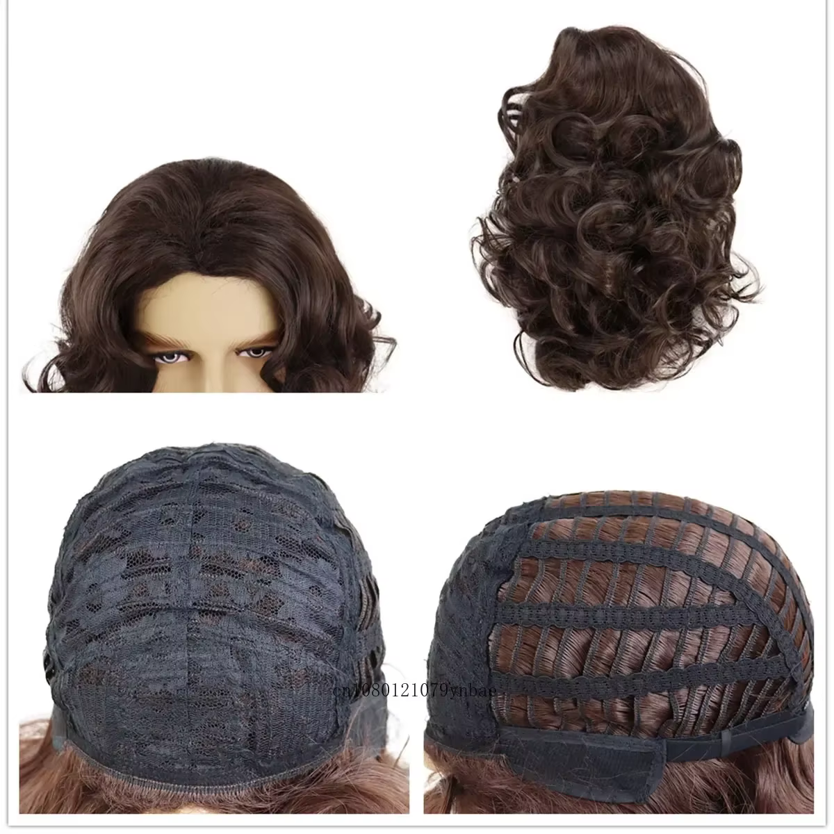 Perruque synthétique marron pour hommes