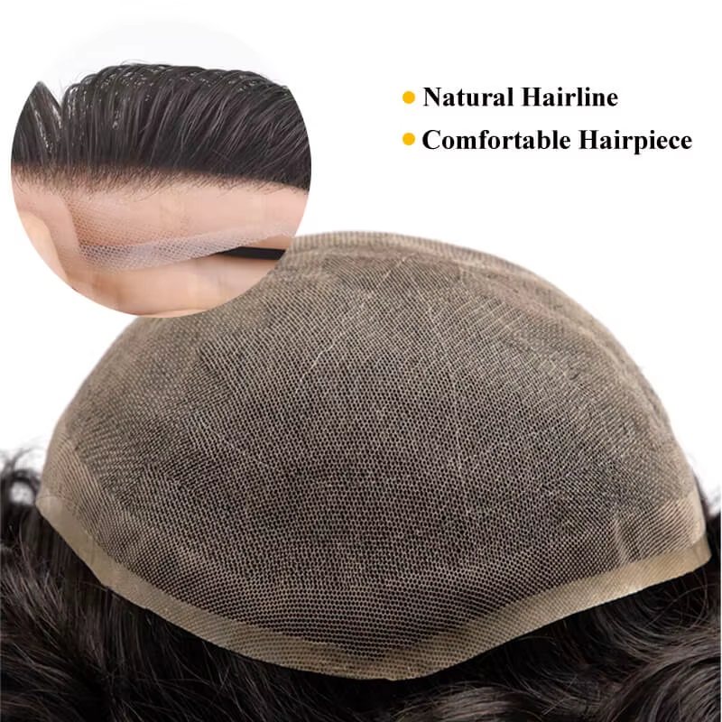 Toupet pour homme, base en dentelle complète | Perruque en cheveux humains