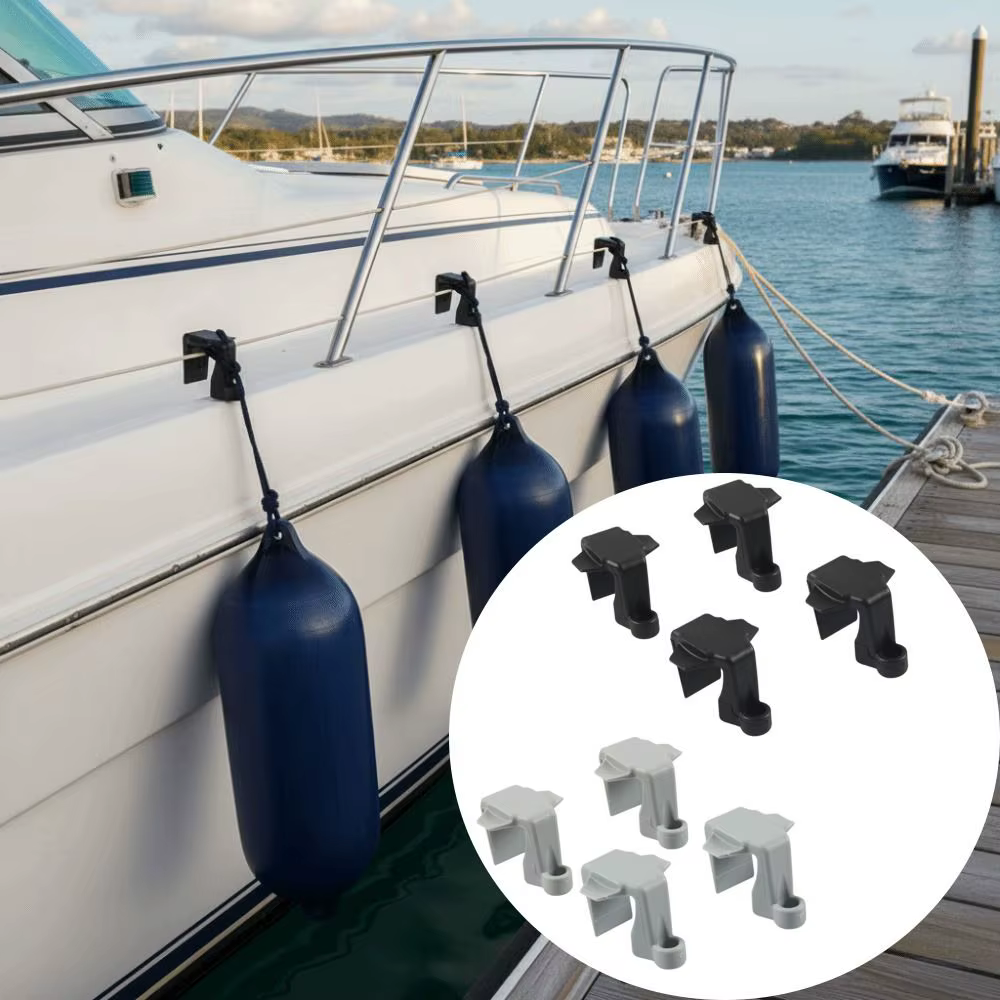Pare-battage marin résistant aux UV, conception robuste, nylon noir, fixation pour ponton, clips de pare-battage carrés réglables pour rails, environnement marin