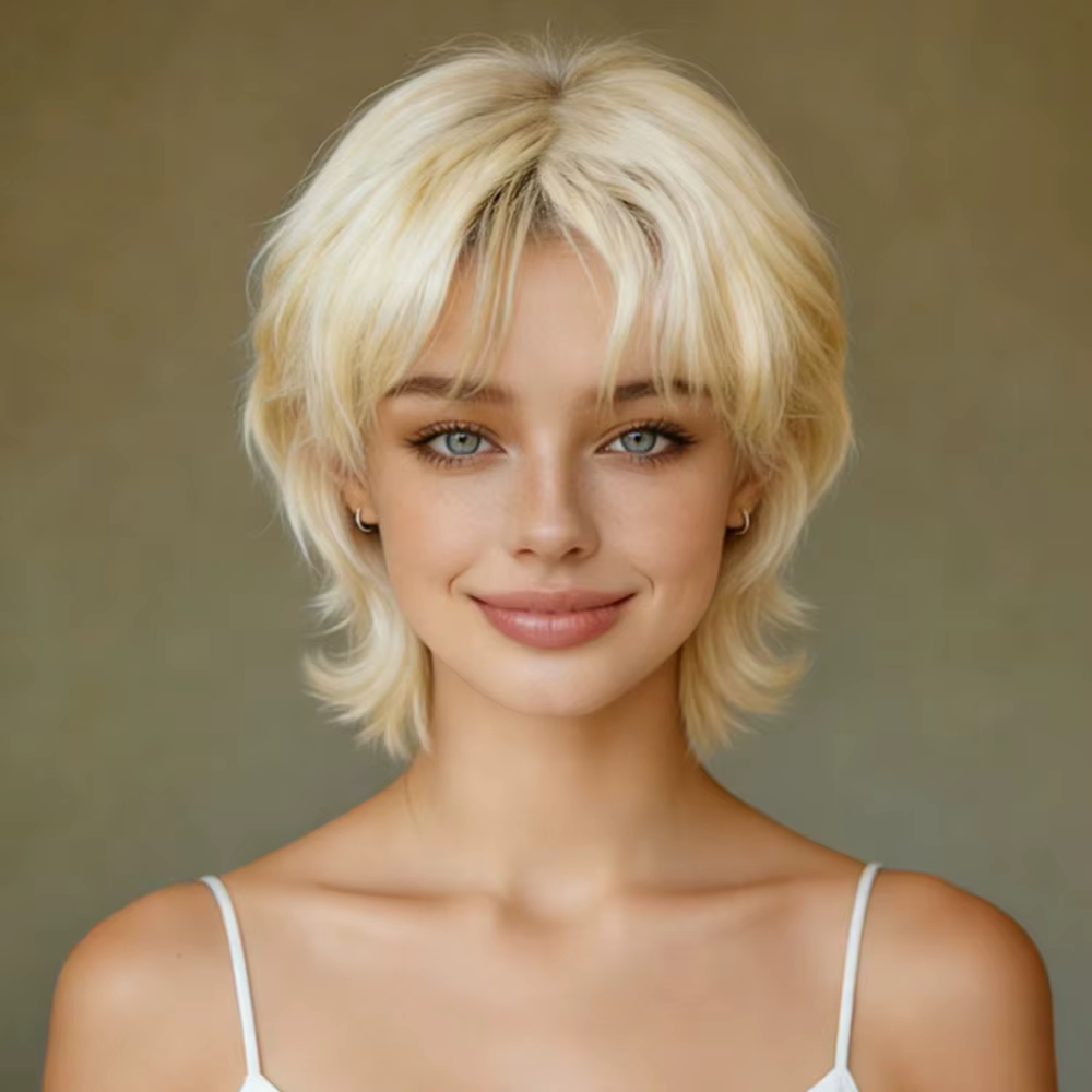 Perruque courte en cheveux humains 100% vierges