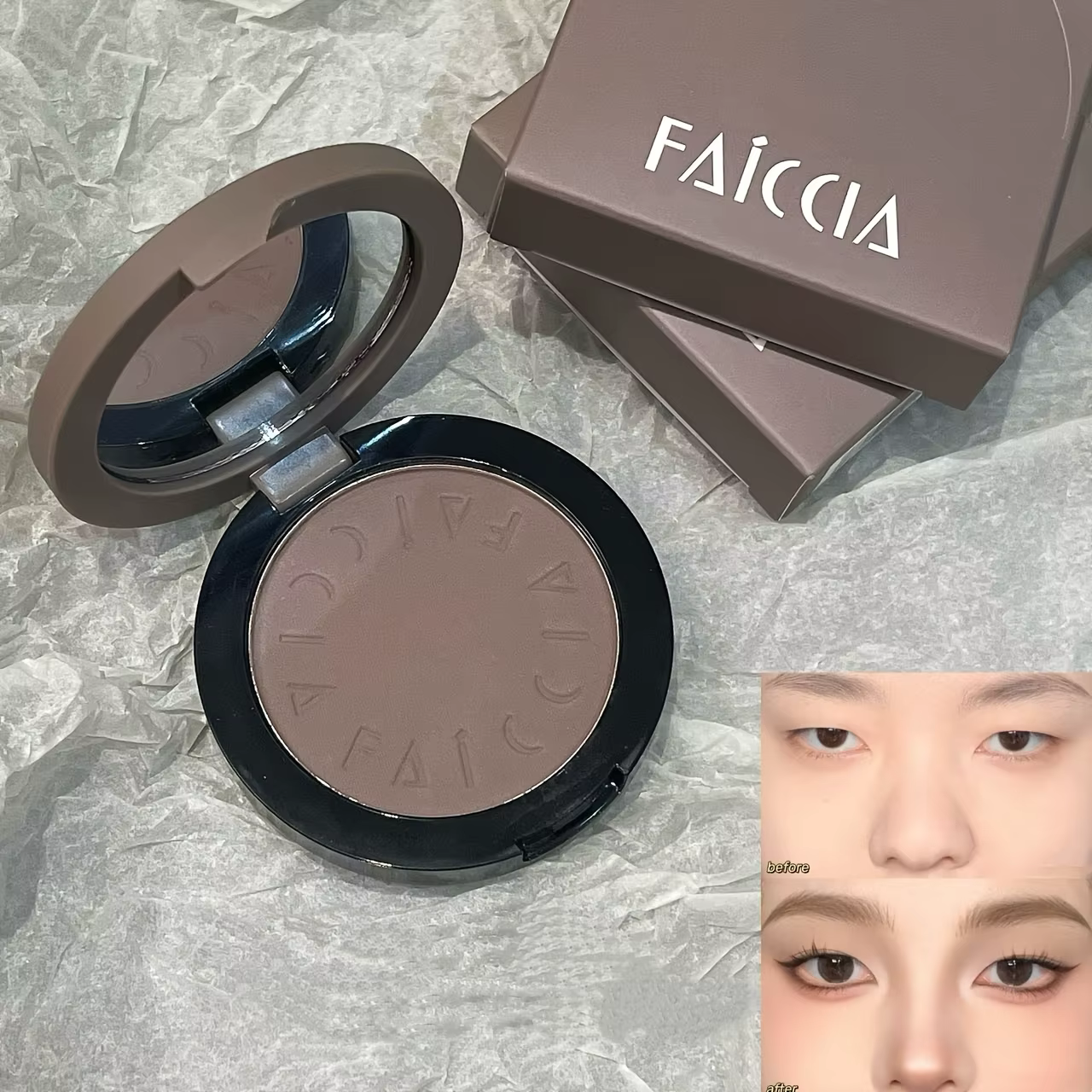 Palette de poudre de contour Faiccia, mate, imperméable, couvrance réglable, multi-usages pour le contour, l'ombre de nez et les fards à paupières