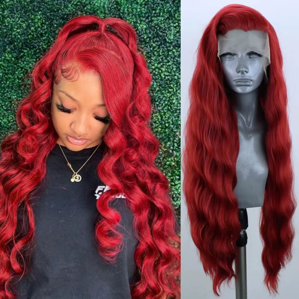 Perruque Lace Front Wig synthétique rouge carisma