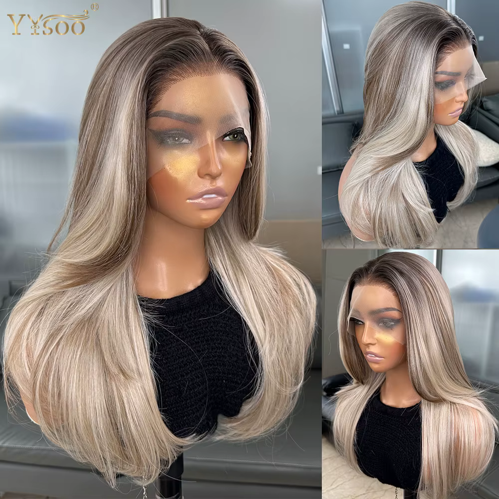 Perruque Lace Front Wig synthétique ondulée avec reflets ombrés