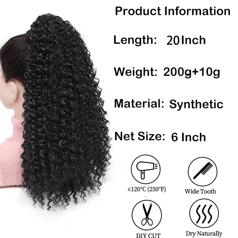 Longue queue de cheval de cheveux bouclés moelleux pour les femmes Extensions