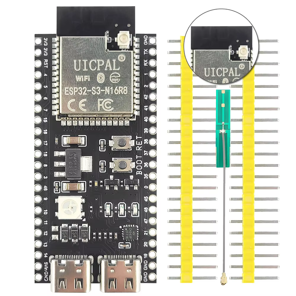 Carte de développement ESP32-S3 avec module Wi-Fi 2.4G étendu pour l'Internet des objets (IoT) et l'IA, ESP32-S3WROOM1 N16R8 MCU 44 broches Type-C 8M PSRAM