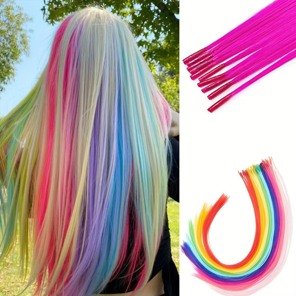 Extensions capillaires synthétiques arc-en-ciel