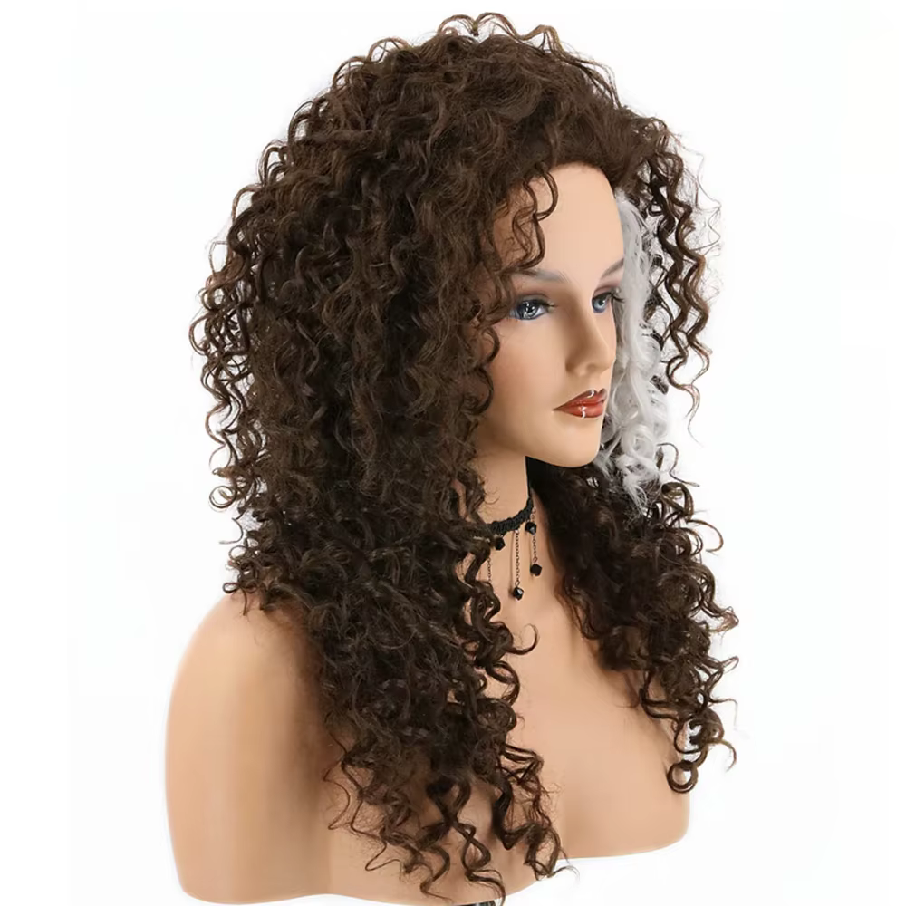 HAIRJOY cheveux synthétiques Bellatrix Lestrange perruque femmes brun foncé longs ondulés