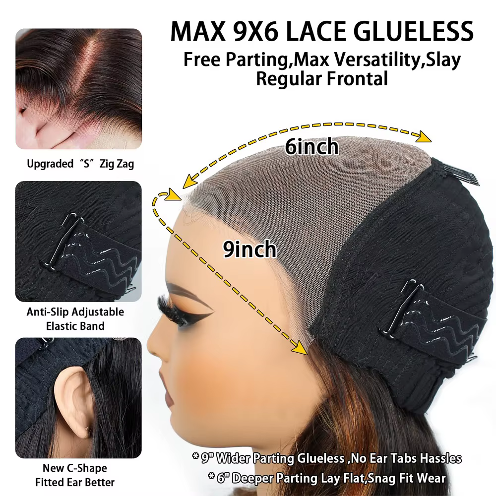 Perruque P1B/30 Highlight Body Wave en cheveux humains