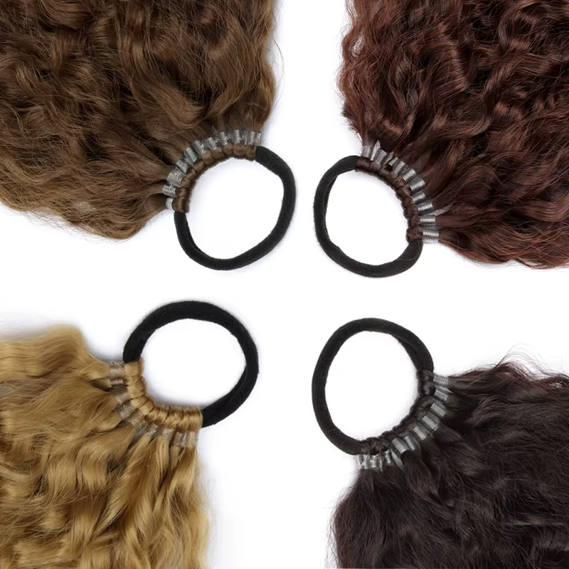 WIGSIN 18 pouces synthétique longue queue de cheval bouclée avec élastique cheveux corde Extensions