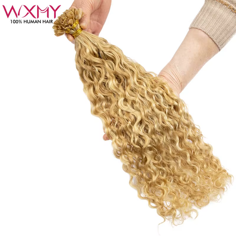 Extensions de cheveux humains à pointe en V en kératine