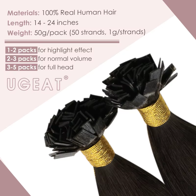 Ugeat – Extensions de cheveux naturels à pointe plate