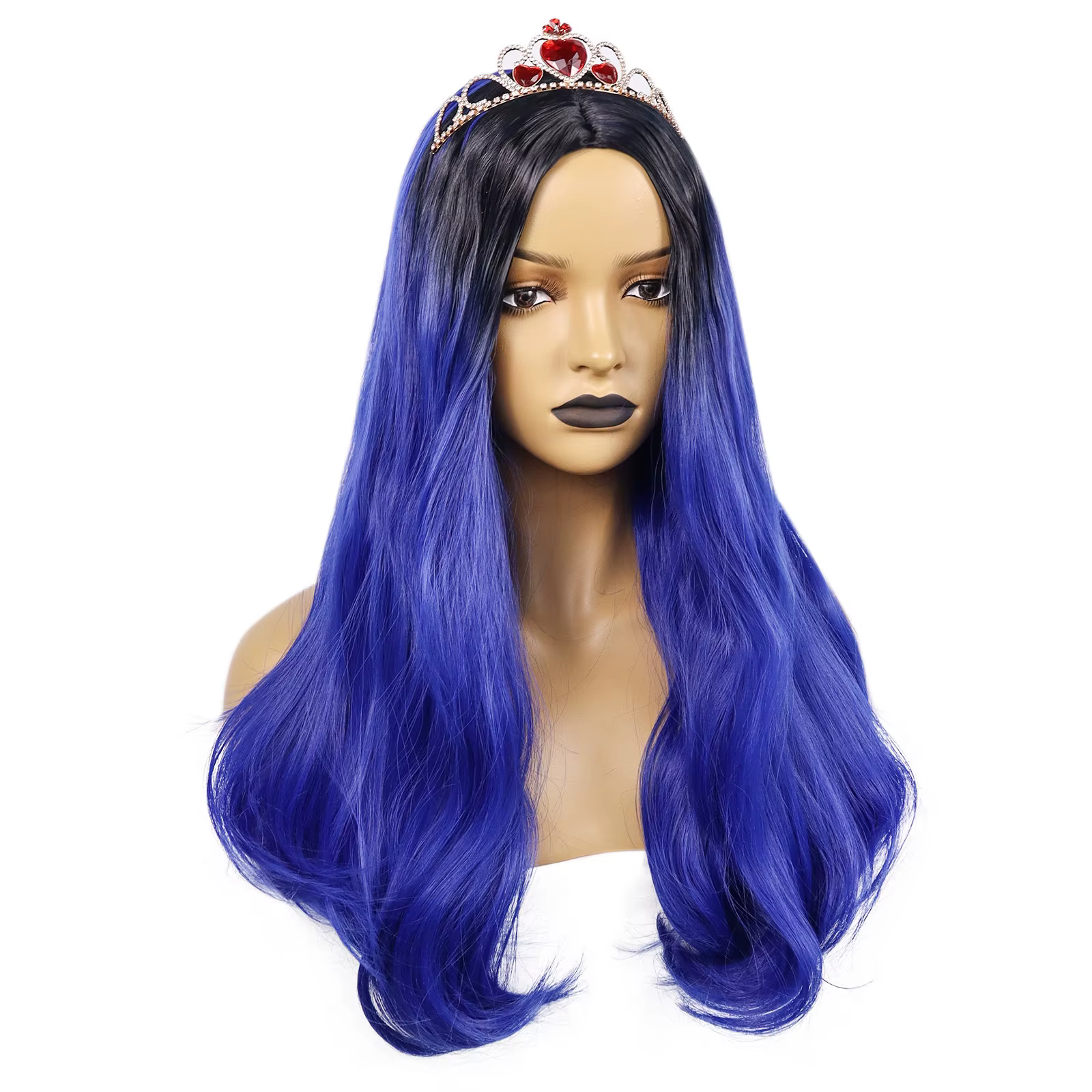 Evie-Perruque Cosplay Longue et Ondulée Bleue pour Femme
