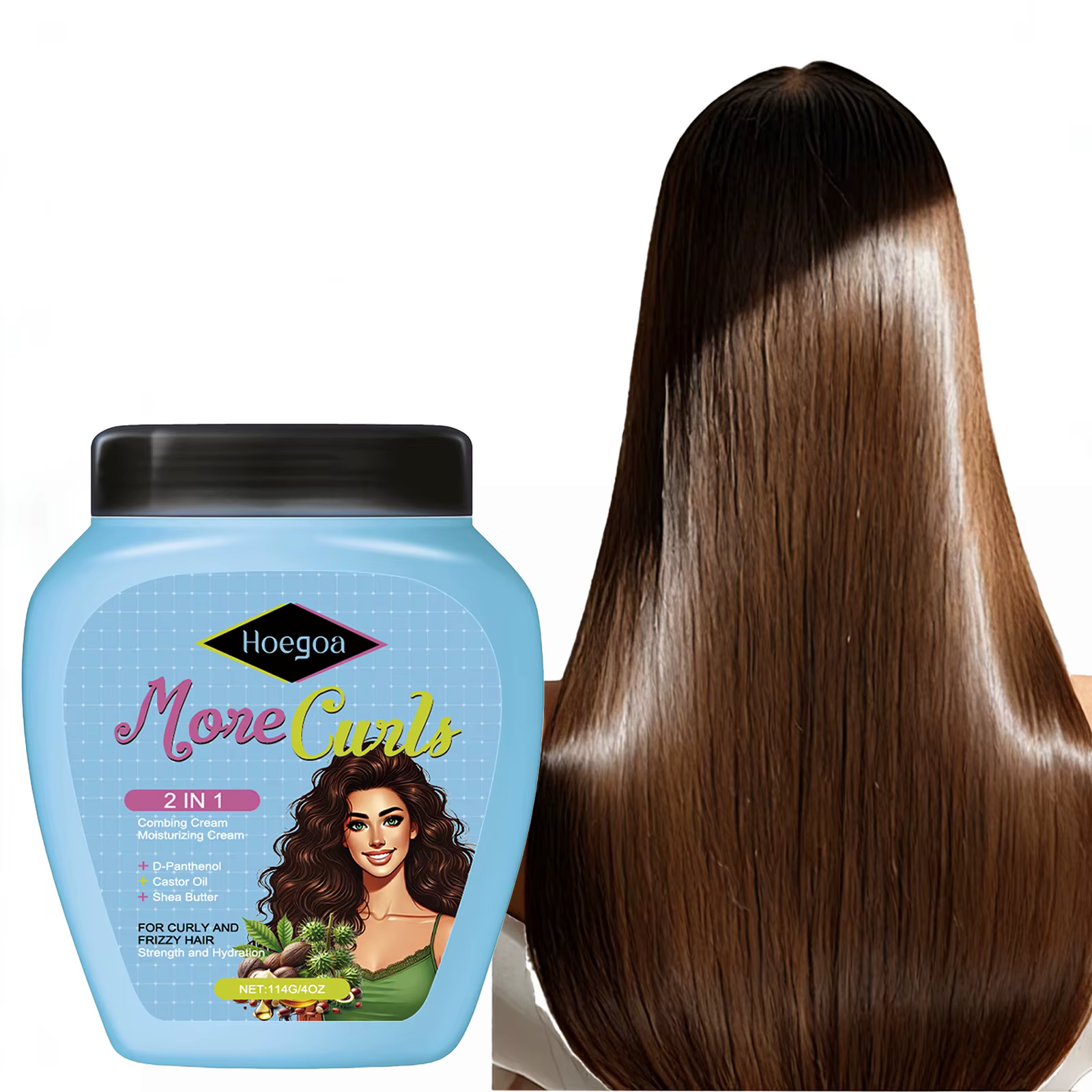 Crème revitalisante sans rinçage pour cheveux bouclés et secs