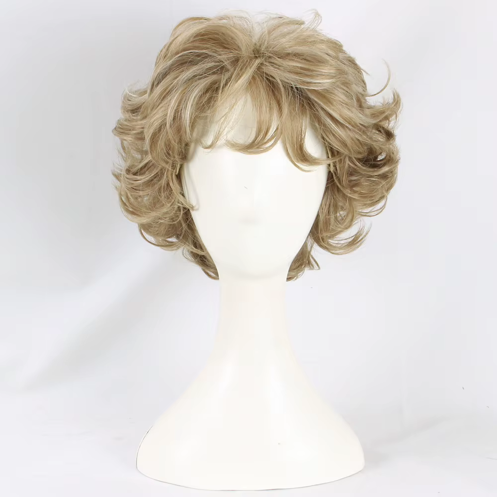 Perruque de Cosplay synthétique courte et bouclée de la reine Diana