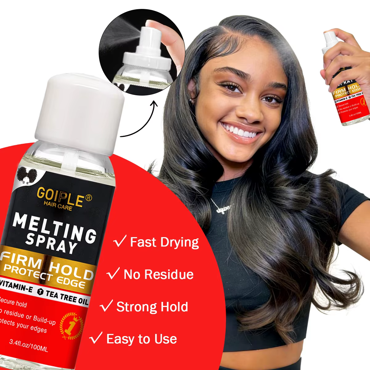 Kit d'installation de perruques Goiple 6 pièces avec colle pour dentelle et spray de fusion