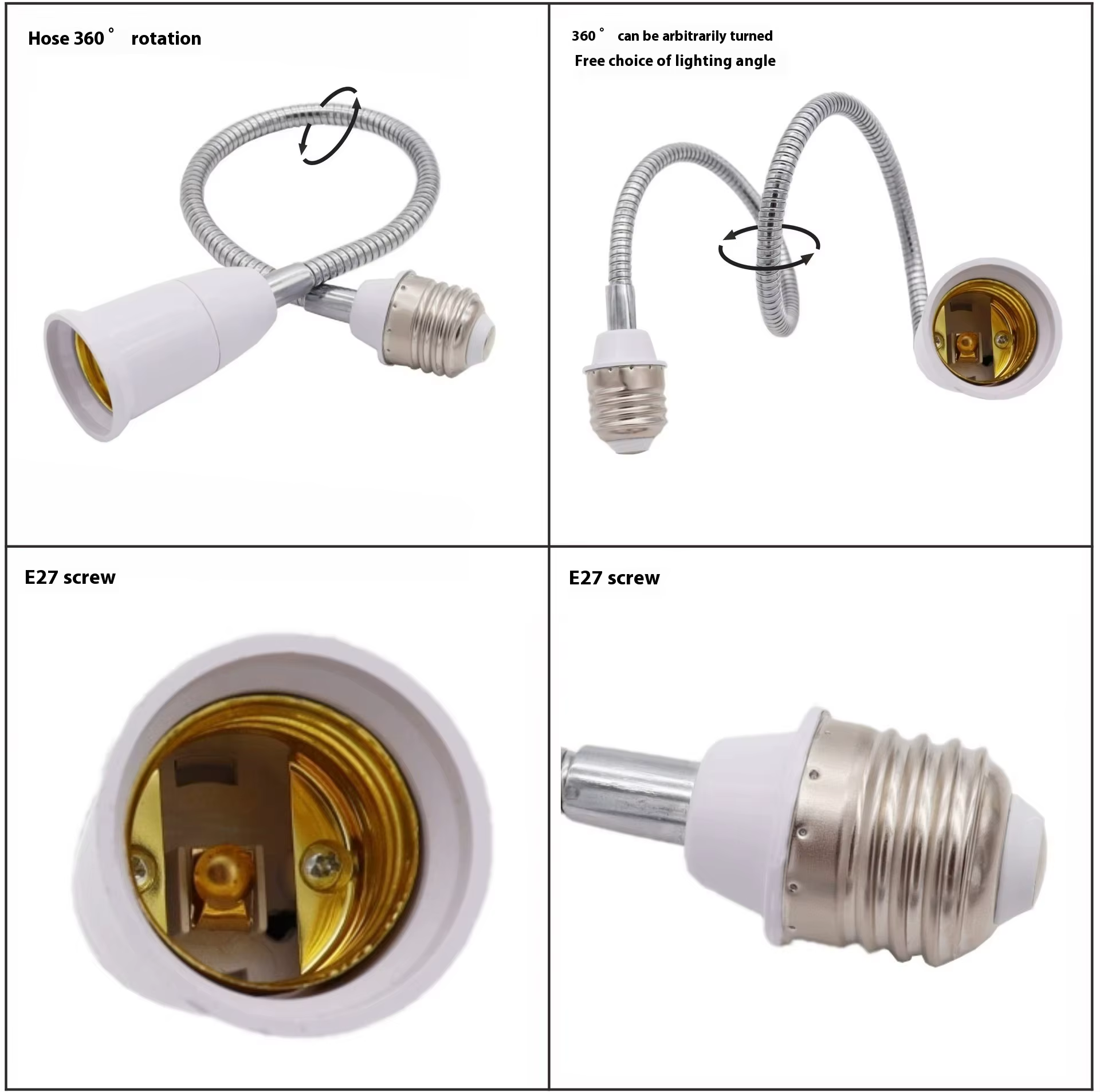 Extension de douille d'ampoule E27 à E27, support de lampe à Base rotative, convertisseur d'extension 12/15/20/30/35/40/50cm
