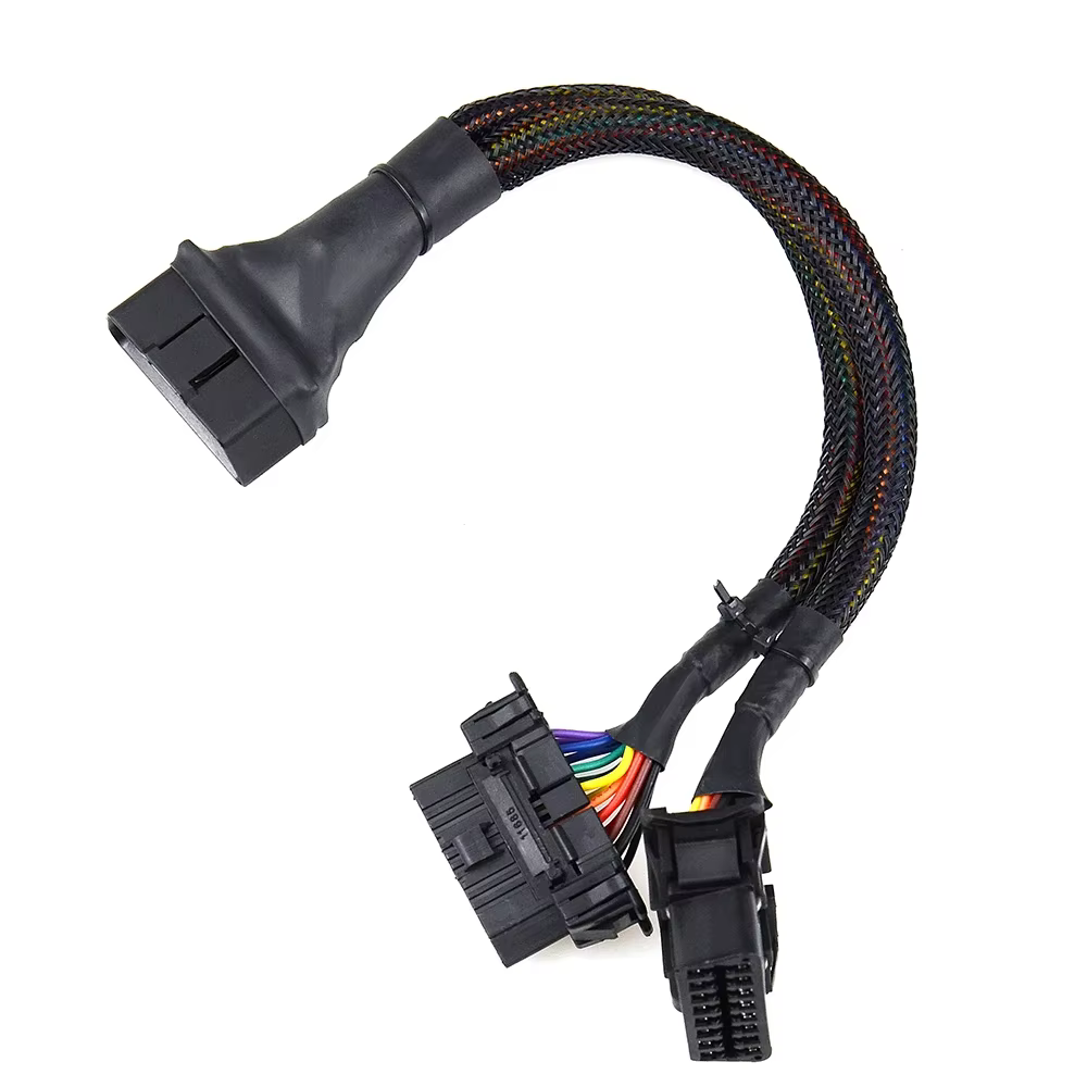 Câble d'extension coudé OBD2 mâle vers double femelle 2026 avec 16 broches, compatible avec l'adaptateur d'extension OBD2 1 entrée 2 sorties