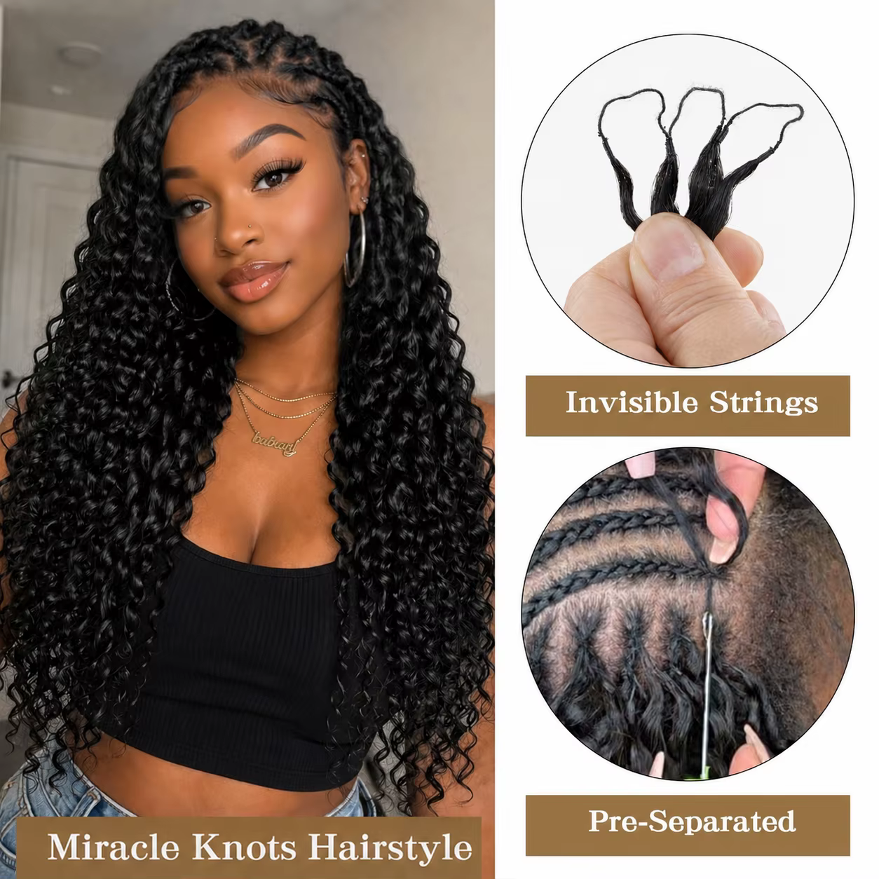 Extensions de cheveux au Crochet pré-séparées sans nœuds