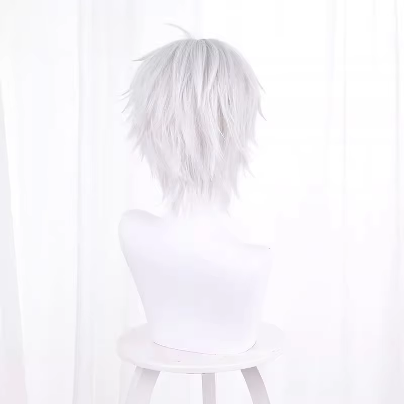 D Gray-man Allen Walker Cosplay cheveux synthétiques courte argent blanc style bande dessinée perruque