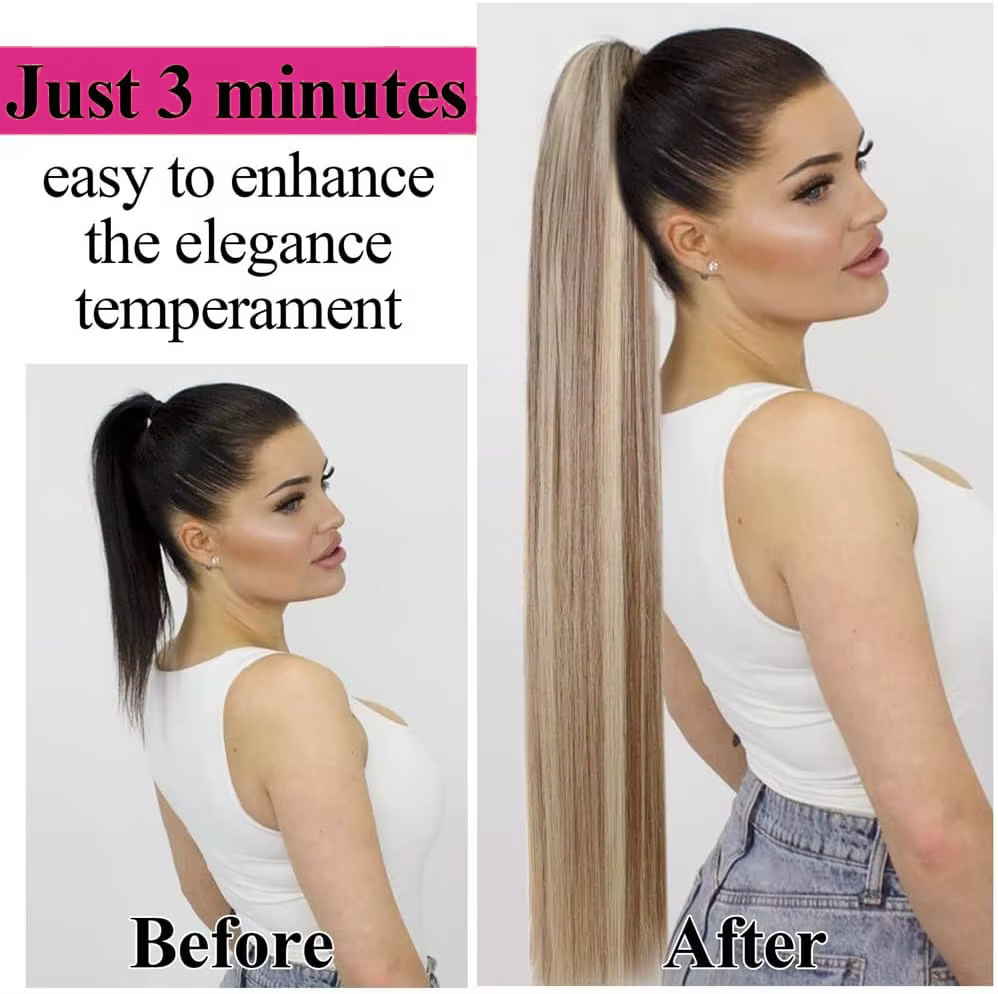 Extensions de queue de cheval longues blondes