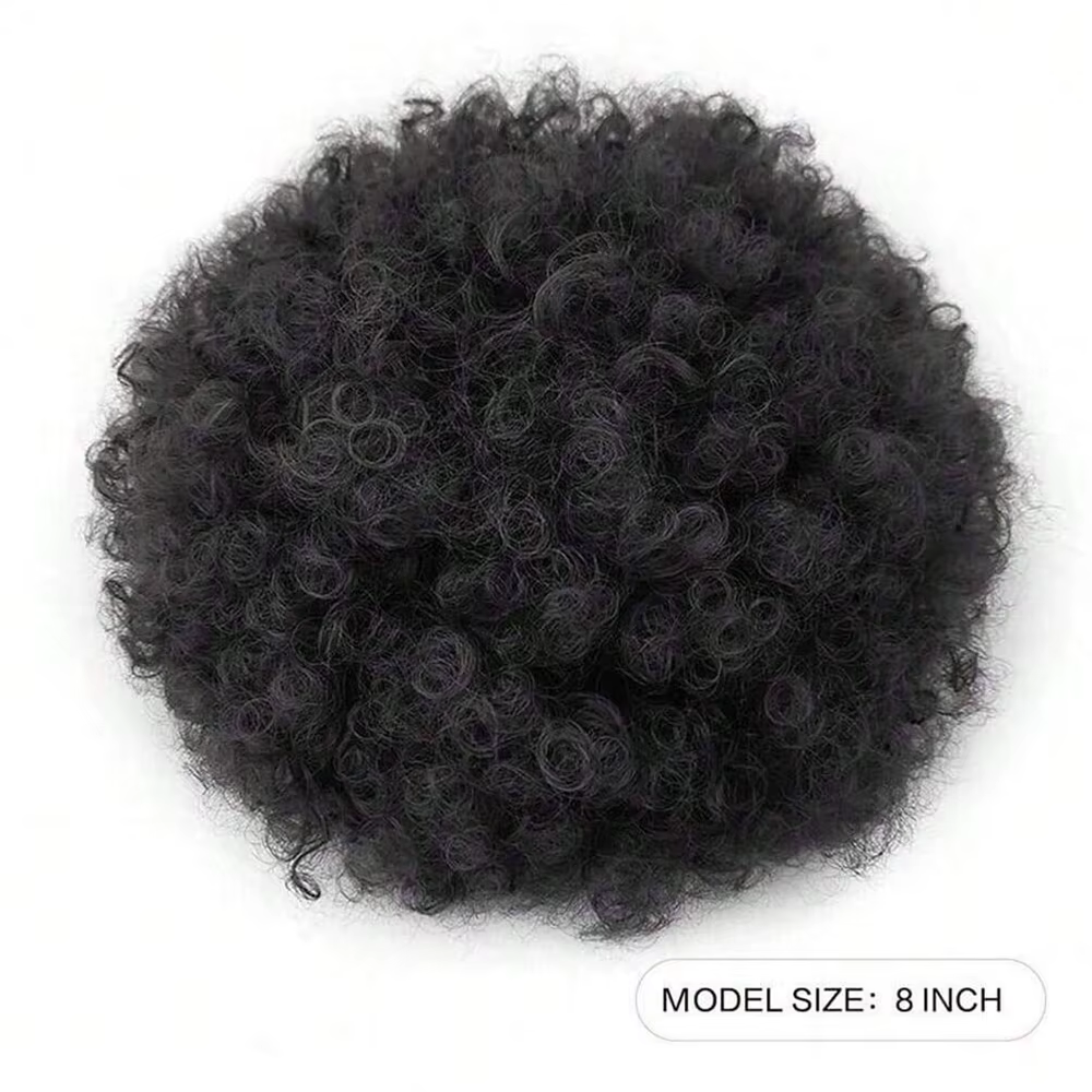 Extension de queue de cheval afro synthétique courte noire avec cordon de serrage pour femmes noires