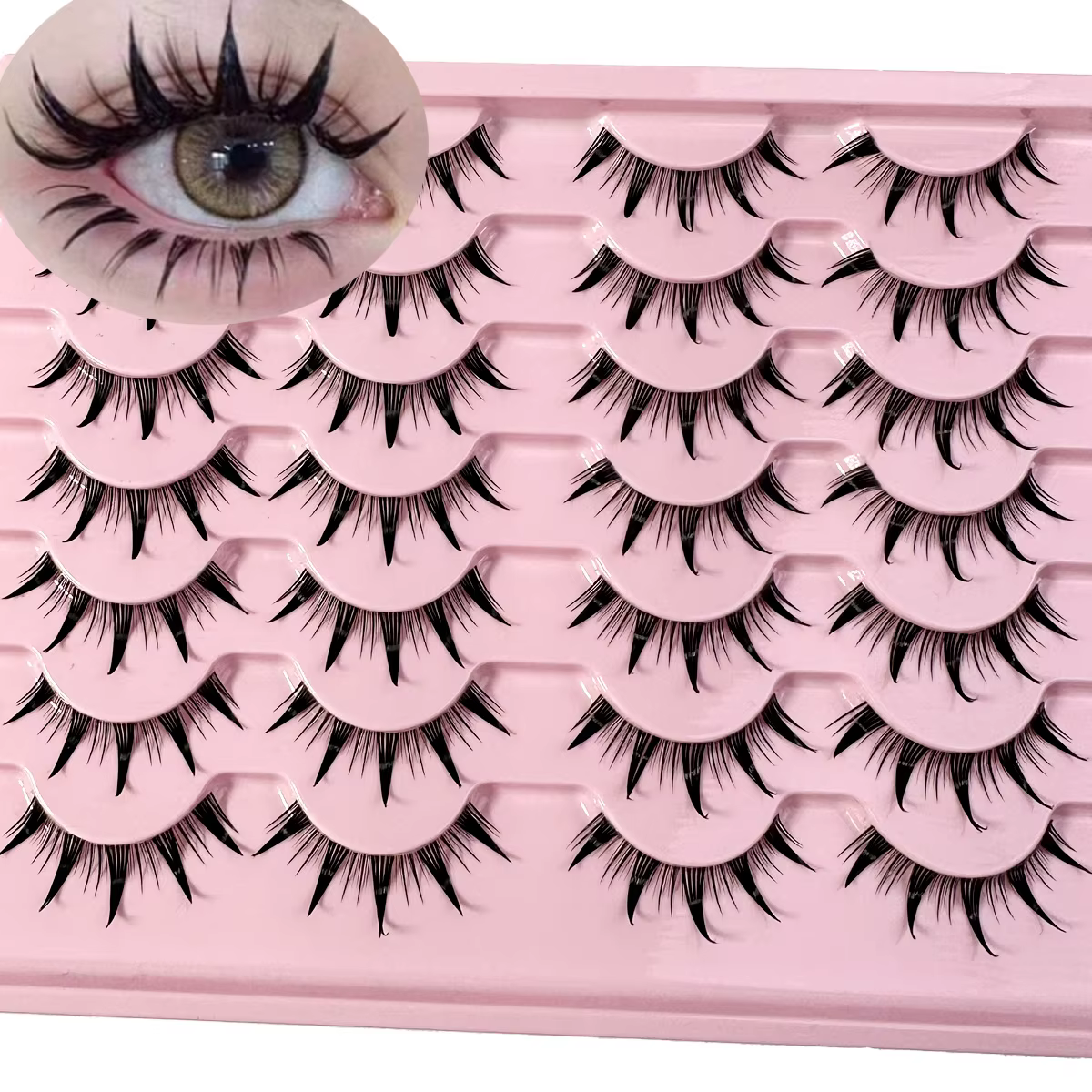 Faux Cils Naturels Doux et Croisés avec Bande Transparente