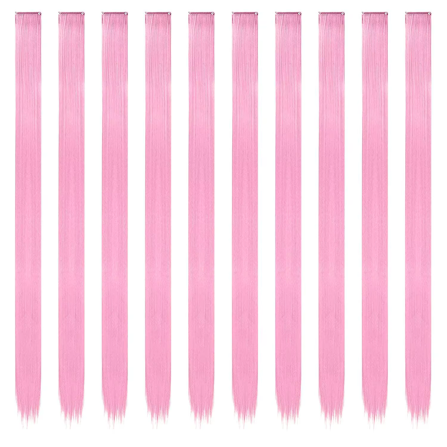 Extensions de cheveux synthétiques longues à clips