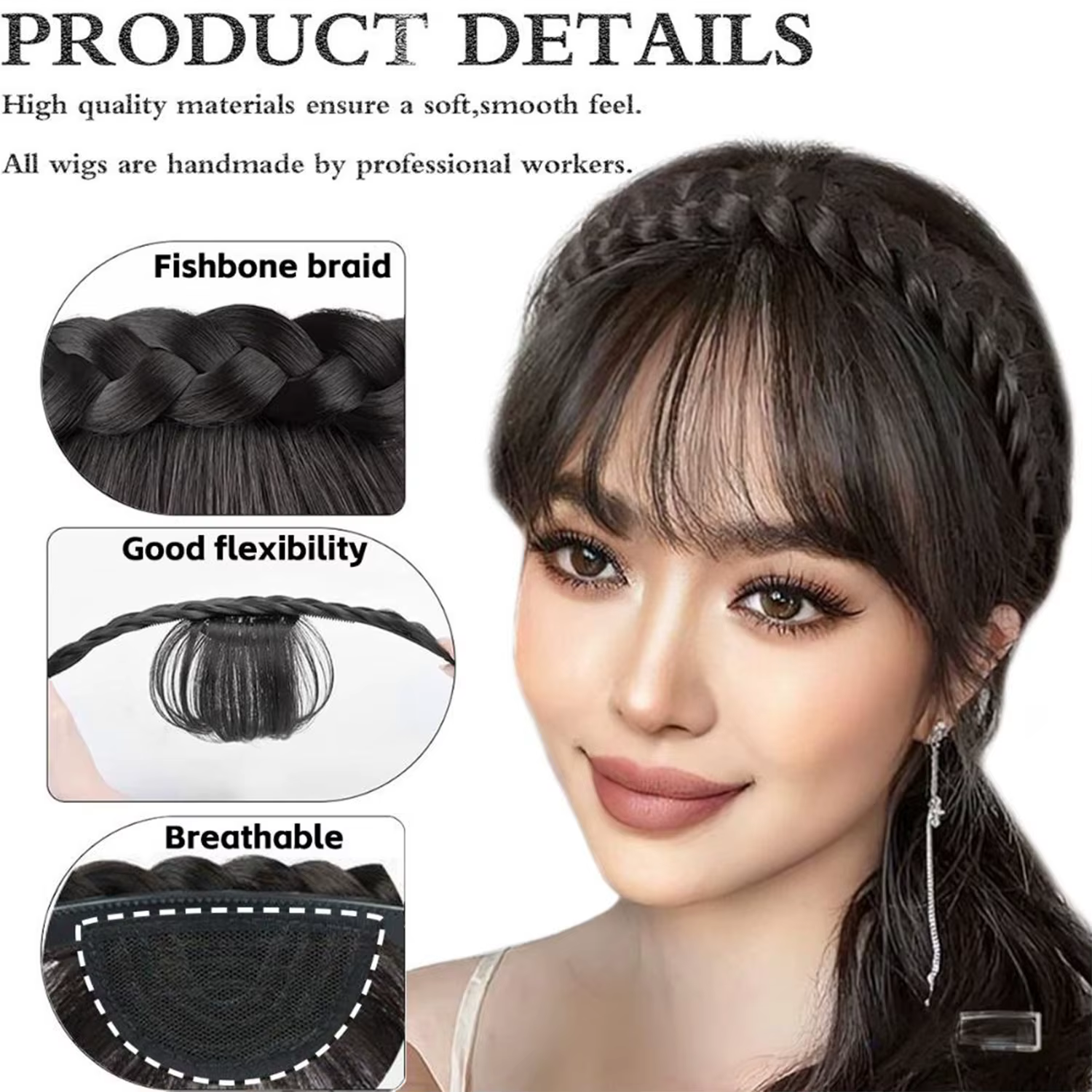 Frange de cheveux avec bandeau tressé