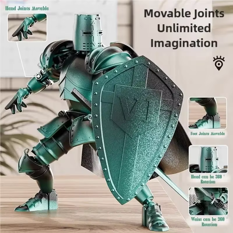 Figurine d'action Knight Armor – Robot mobile multi-articulé à monter soi-même avec armure médiévale, jouet de collection posable pour enfants et adultes